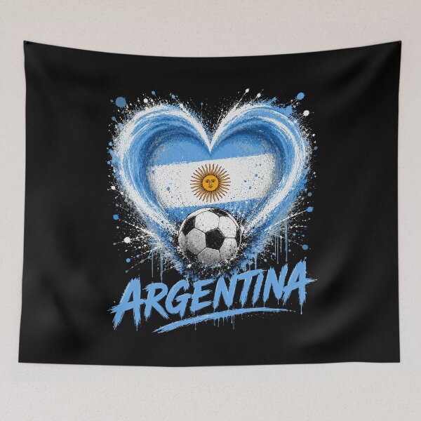 Item preview, Argentina Soccer Heart Flag designed and sold by elongatedjazz.