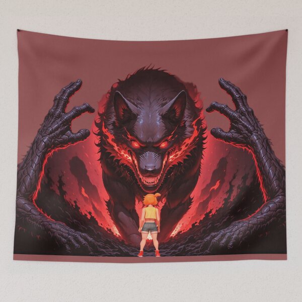 Item preview, Dark Fantasy Monster Wolf Anime Girl Confrontatio designed and sold by BLUESKY11a.