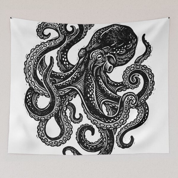Item preview, Woodcut Octopus - Nautical Marine Art designed and sold by seven things shop.