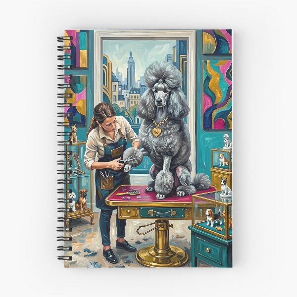Item preview, Extravagant Poodle Grooming Salon – Modern Teal Oil Painting designed and sold by Pfotenfaden.