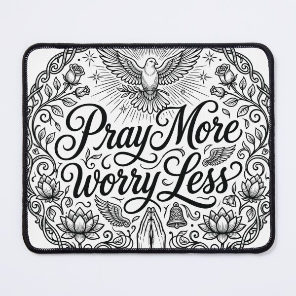 Item preview, Pray More Worry Less Elegant Christian Spiritual Emblem designed and sold by Vivido Studio.