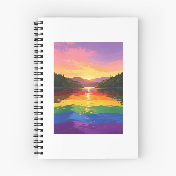 Item preview, Pride scene with mountains and sun and rainbow colours designed and sold by carlsmart1.