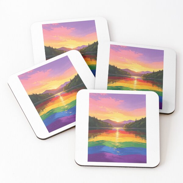 Item preview, Pride scene with mountains and sun and rainbow colours designed and sold by carlsmart1.