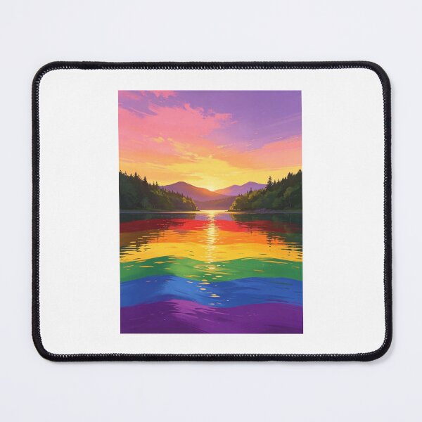 Item preview, Pride scene with mountains and sun and rainbow colours designed and sold by carlsmart1.