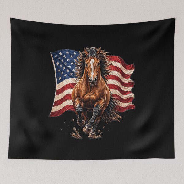 Item preview, American Flag Patriotic Horse Lovers Fourth 4th of July designed and sold by OlakunleOloroz.