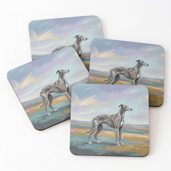Item preview, Elegant Greyhound in Vast Landscape – Modern Landscape Oil Painting designed and sold by Pfotenfaden.