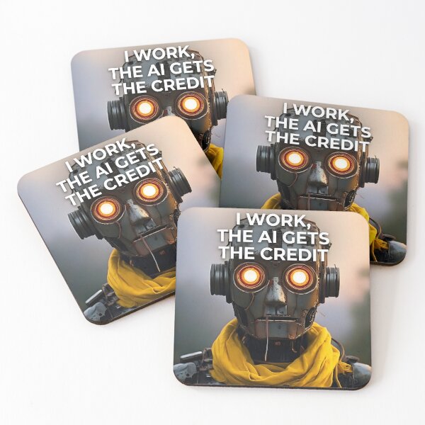 Item preview, I work, the AI gets the credit. AI Irony Robot Design designed and sold by ToxicInkArt.