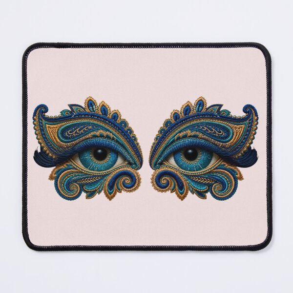Item preview, Twin Paisley Eyes Embroidery Art designed and sold by MegaNovaArt.