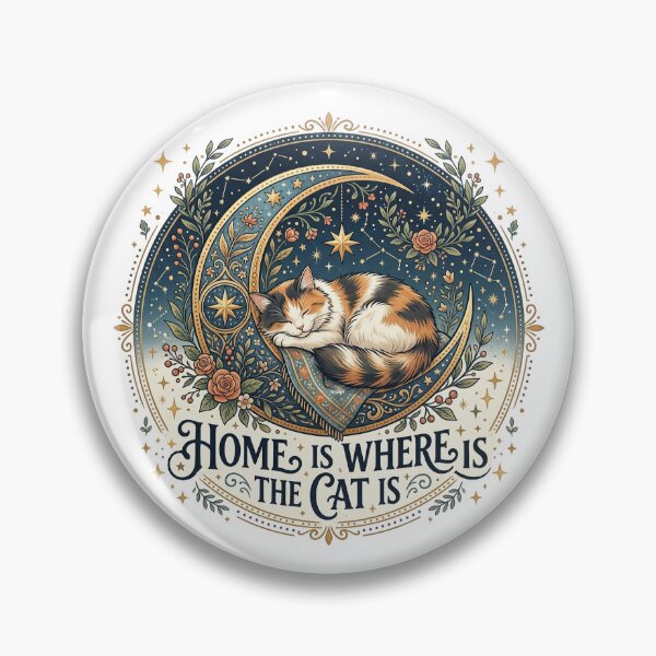 Item preview, Vintage Celestial Calico Cat Crescent Moon T-Shirt Design - Home Is Where The Cat Is designed and sold by Ponsak.
