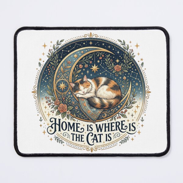 Item preview, Vintage Celestial Calico Cat Crescent Moon T-Shirt Design - Home Is Where The Cat Is designed and sold by Ponsak.