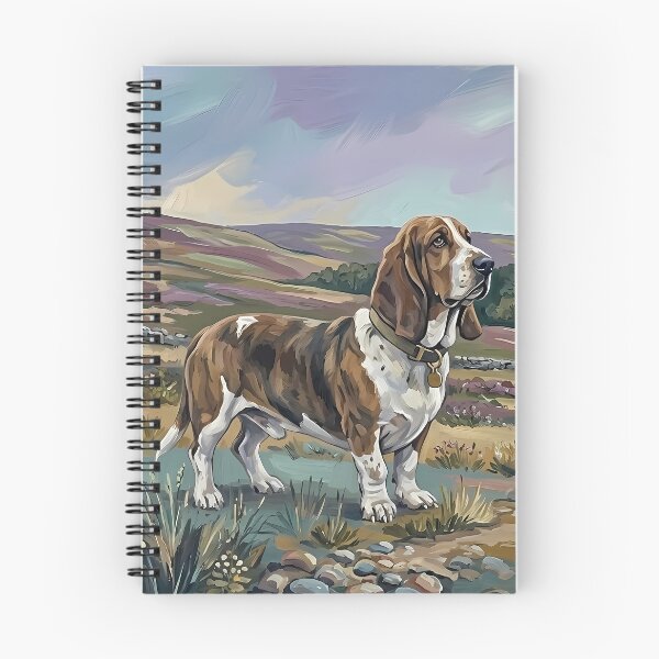 Item preview, Basset Hound in Idyllic Highland Landscape – Classic Oil Painting designed and sold by Pfotenfaden.