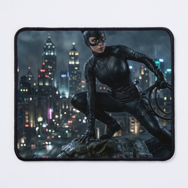 Item preview, Catwoman on Gotham Rooftop – Dark City Vigilante Nightscape designed and sold by lavanya11.