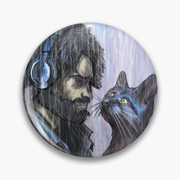 Item preview, Connection in the Rain: Melancholic Drawing of a Boy Looking at His Cat designed and sold by NLRartStudio.