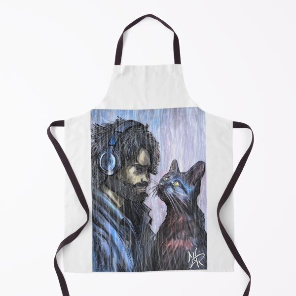 Item preview, Connection in the Rain: Melancholic Drawing of a Boy Looking at His Cat designed and sold by NLRartStudio.