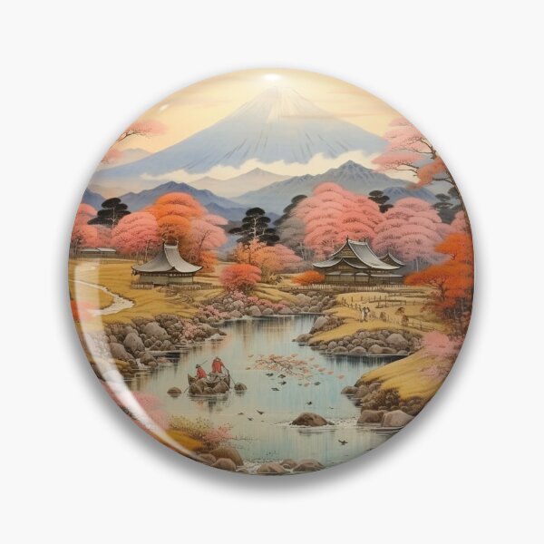 Item preview, Traditional Japanese Illustration - Mountain and Tree Landscape designed and sold by DaisukiTokyo.