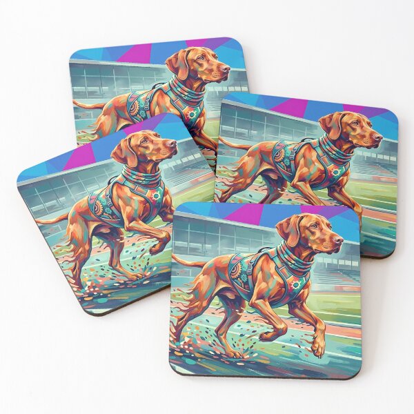 Item preview, Pop Art Running Dog Stadium - Dynamic Neon Sport Vizsla designed and sold by Pfotenfaden.