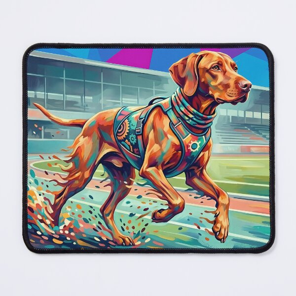 Item preview, Pop Art Running Dog Stadium - Dynamic Neon Sport Vizsla designed and sold by Pfotenfaden.