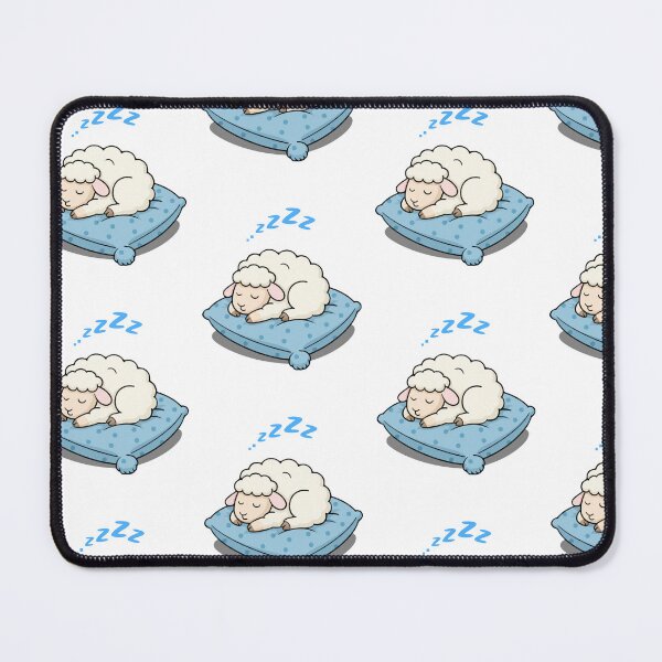 Item preview, Cute Sleeping Sheep on Blue Pillow – Cozy Farm Animal Dreaming Illustration designed and sold by Inka Moon Design.