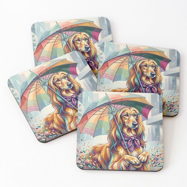 Item preview, Pop Art Afghan Hound with Umbrella - Fashion DJ Cafe Dog designed and sold by Pfotenfaden.