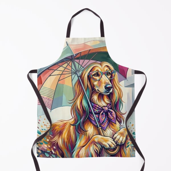 Item preview, Pop Art Afghan Hound with Umbrella - Fashion DJ Cafe Dog designed and sold by Pfotenfaden.