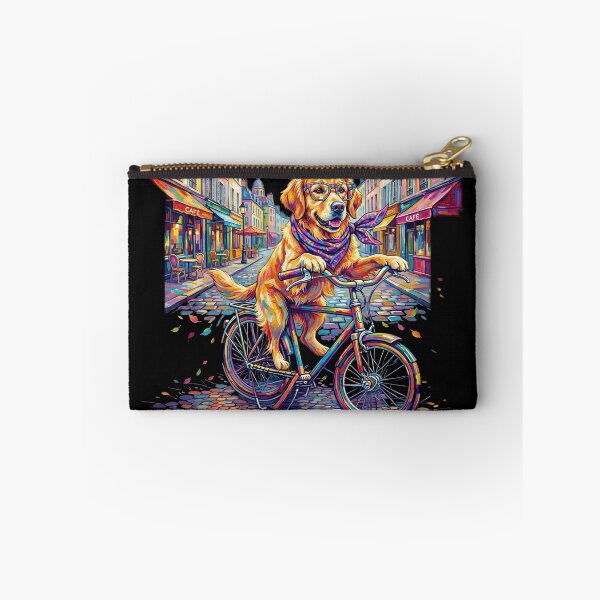 Item preview, Pop Art Golden Retriever on Bicycle - Cute DJ Cafe Dog designed and sold by Pfotenfaden.