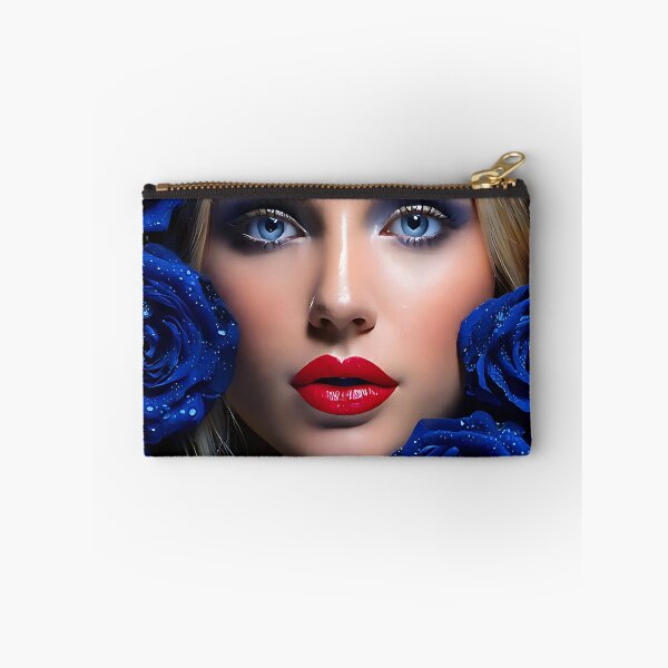Item preview, Blonde Beauty Surrounded by Dewy Blue Roses designed and sold by ToxicInkArt.