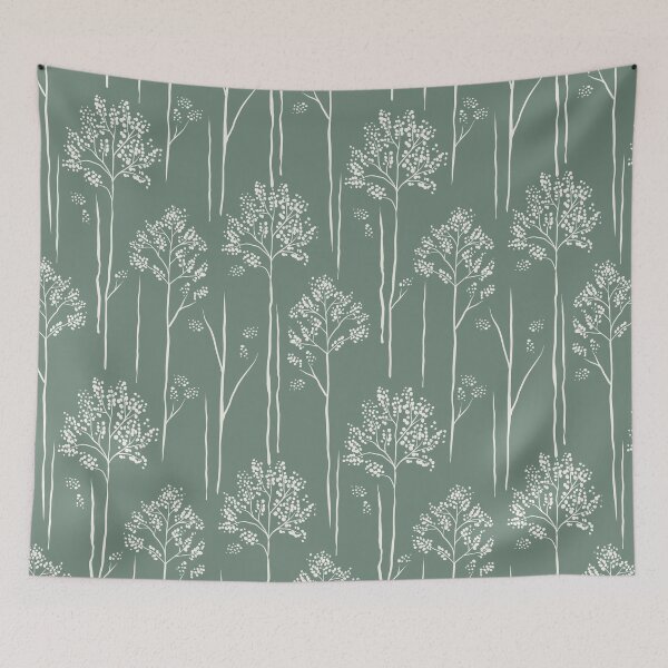 Item preview, Wild Berry Branch Woodland Botanical Trees silver eucalyptus green  designed and sold by RenattaZare.
