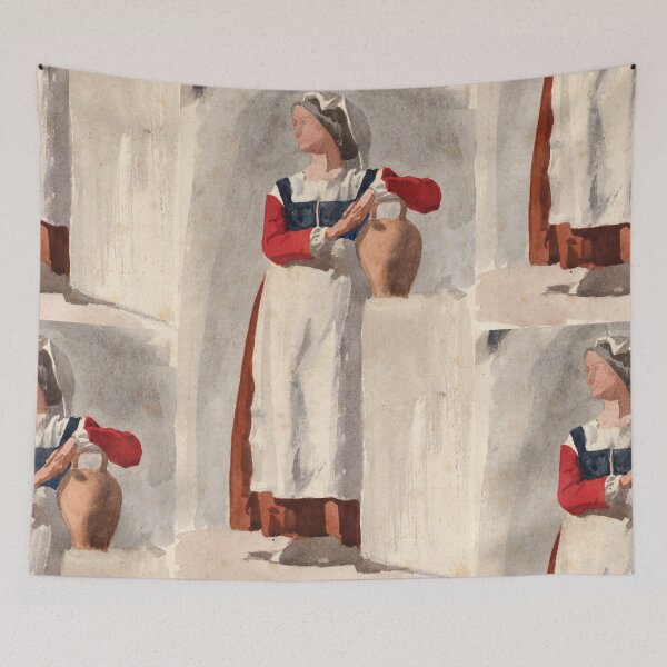 Item preview, Italian Peasant Woman with Water Jug designed and sold by artofuniverse.