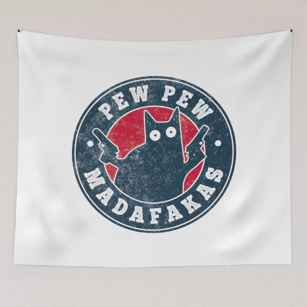 Item preview, Pew Pew Madafakas Funny Cat Meme Retro Classic T-Shirt designed and sold by LillyCustomTees.