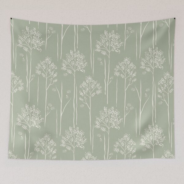 Item preview, Wild Berry Branch Woodland Botanical Trees silver sage sea mist designed and sold by RenattaZare.