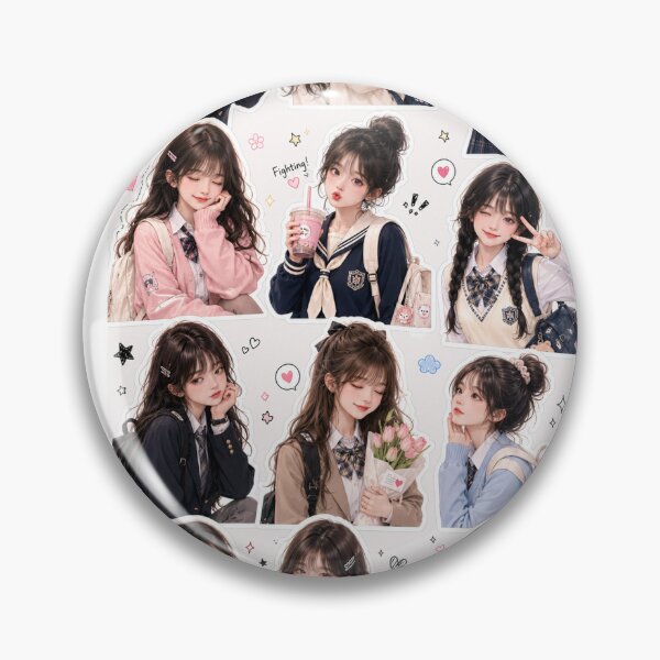 Item preview, Cute Anime School Girl Sticker Sheet - Aesthetic Kawaii Manga Girls Set designed and sold by KeerthiCuteFind.