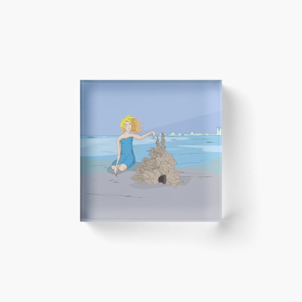Item preview, Girl Building a Sandcastle — Summer Beach Art designed and sold by jimmytedesky.