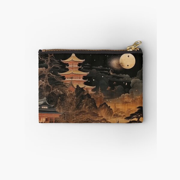 Item preview, Traditional Japanese Illustration - Full Moonlight Illuminating a Pagoda designed and sold by DaisukiTokyo.