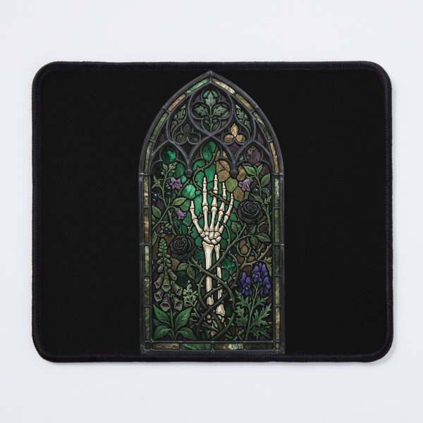 Item preview, Gothic Cathedral Window Skeleton Hand and Roses designed and sold by David Mateo ArtWorks.