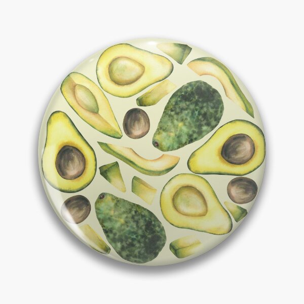 Item preview, Avocado fruits slices and seeds and pieces arranged in circle. Watercolor hand painting designed and sold by BartolArt.
