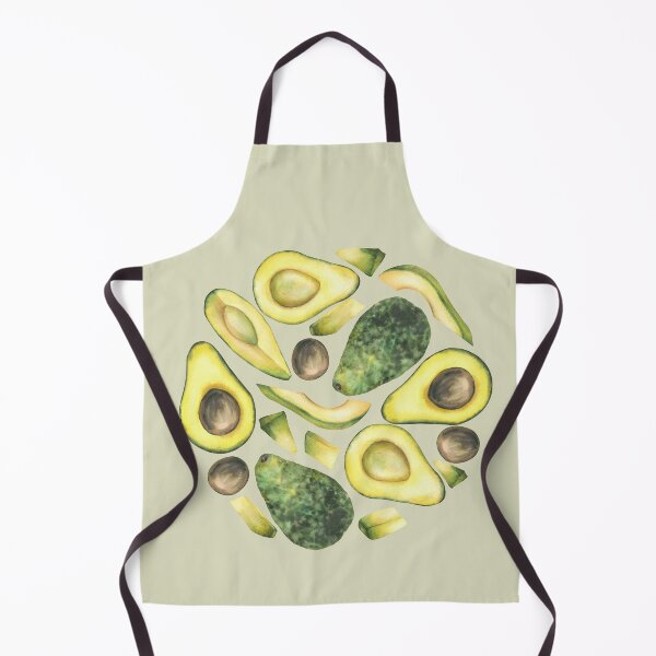 Item preview, Avocado fruits slices and seeds and pieces arranged in circle. Watercolor hand painting designed and sold by BartolArt.