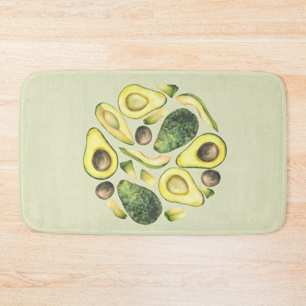 Item preview, Avocado fruits slices and seeds and pieces arranged in circle. Watercolor hand painting designed and sold by BartolArt.