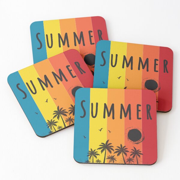 Item preview, Summer vibes vacation mode tropical islands vibrant rainbow coloured background, red orange blue yellow, warm colors beach seascape relaxation  designed and sold by navitalidesign.