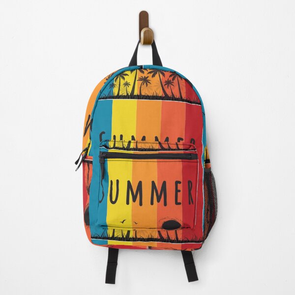 Item preview, Summer vibes vacation mode tropical islands vibrant rainbow coloured background, red orange blue yellow, warm colors beach seascape relaxation designed and sold by navitalidesign.