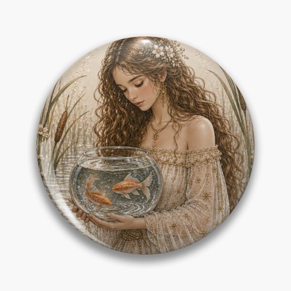 Item preview, Pisces Zodiac Maiden | Celtic Art | Medieval Fantasy Faux Embroidery Print  designed and sold by doinitzart.