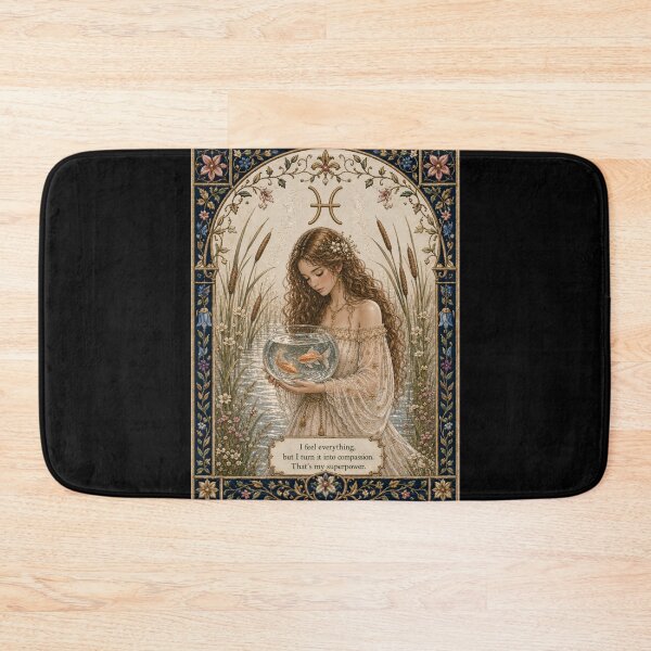 Item preview, Pisces Zodiac Maiden | Celtic Art | Medieval Fantasy Faux Embroidery Print  designed and sold by doinitzart.