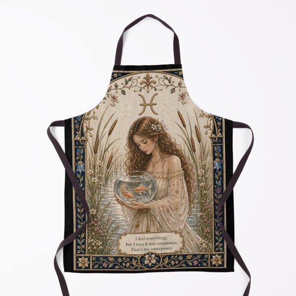 Item preview, Pisces Zodiac Maiden | Celtic Art | Medieval Fantasy Faux Embroidery Print  designed and sold by doinitzart.