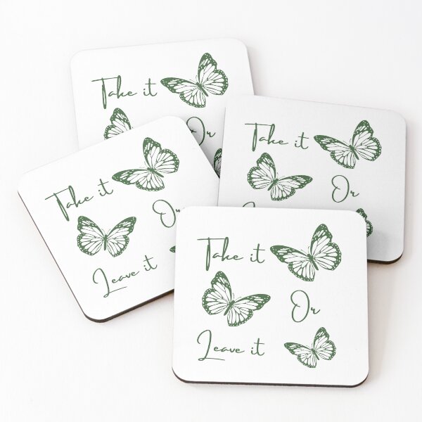 Item preview, Take It or Leave It Butterfly Green Script Nature Quote designed and sold by SmartMoneyMugs .