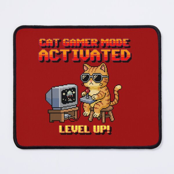 Item preview, Pixel Art Gaming Cat Level Up designed and sold by Coin Inserted.