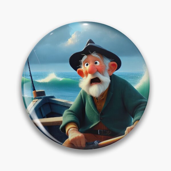 Item preview, Old Fart as a fisherman fishing in a choppy sea designed and sold by Colin Bentham.