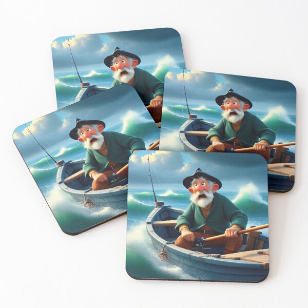 Item preview, Old Fart as a fisherman fishing in a choppy sea designed and sold by Colin Bentham.