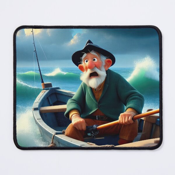 Item preview, Old Fart as a fisherman fishing in a choppy sea designed and sold by Colin Bentham.