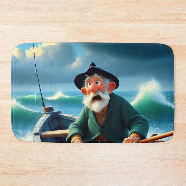 Item preview, Old Fart as a fisherman fishing in a choppy sea designed and sold by Colin Bentham.