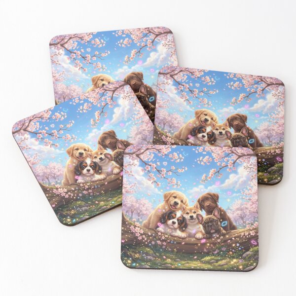 Item preview, Cute Puppies Under Cherry Blossoms designed and sold by AnnArtshock.