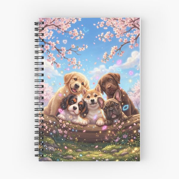 Item preview, Cute Puppies Under Cherry Blossoms designed and sold by AnnArtshock.